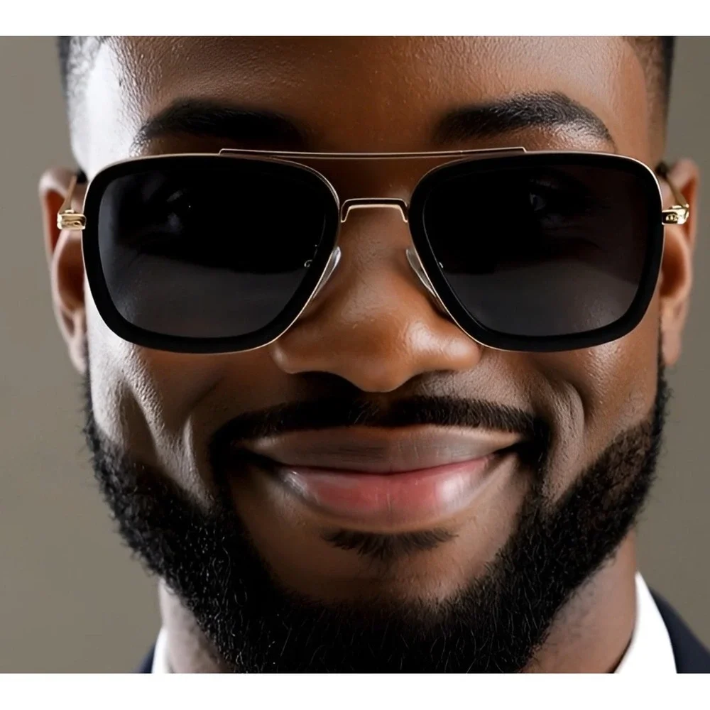 Square Sunglasses Metal Frame Comfortable Nose Pads for Men UV400 Lentes‎ Gafas
